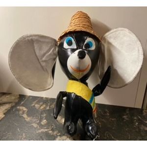 Vintage 1960's 1970's carnival prize stuffed mouse big ears vinyl
